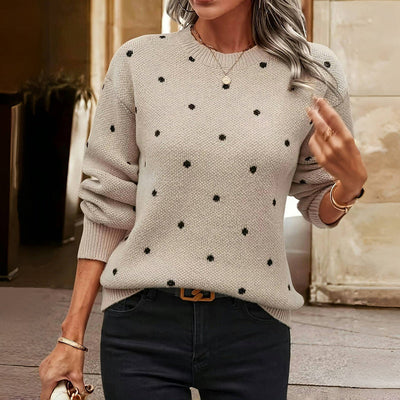 Lilla | Maglione a Maglia a Pois